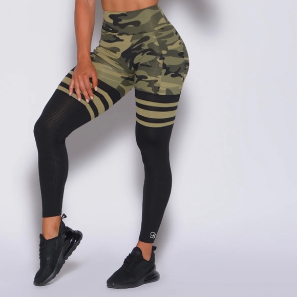Bombshell Sportswear Scrunch Thigh-Highs - Bright Army Camo Leggings (M) - Picture 1 of 12